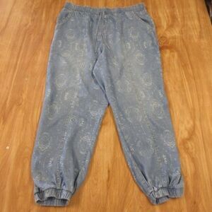 KNOX ROSE High Rise Paisley Drawstring Jogger Size XXL Lightweight 100% Lyocell